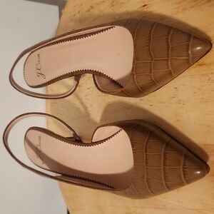 JCrew Dark Cedar Snake Print Colette Slingback Pump Sz 6